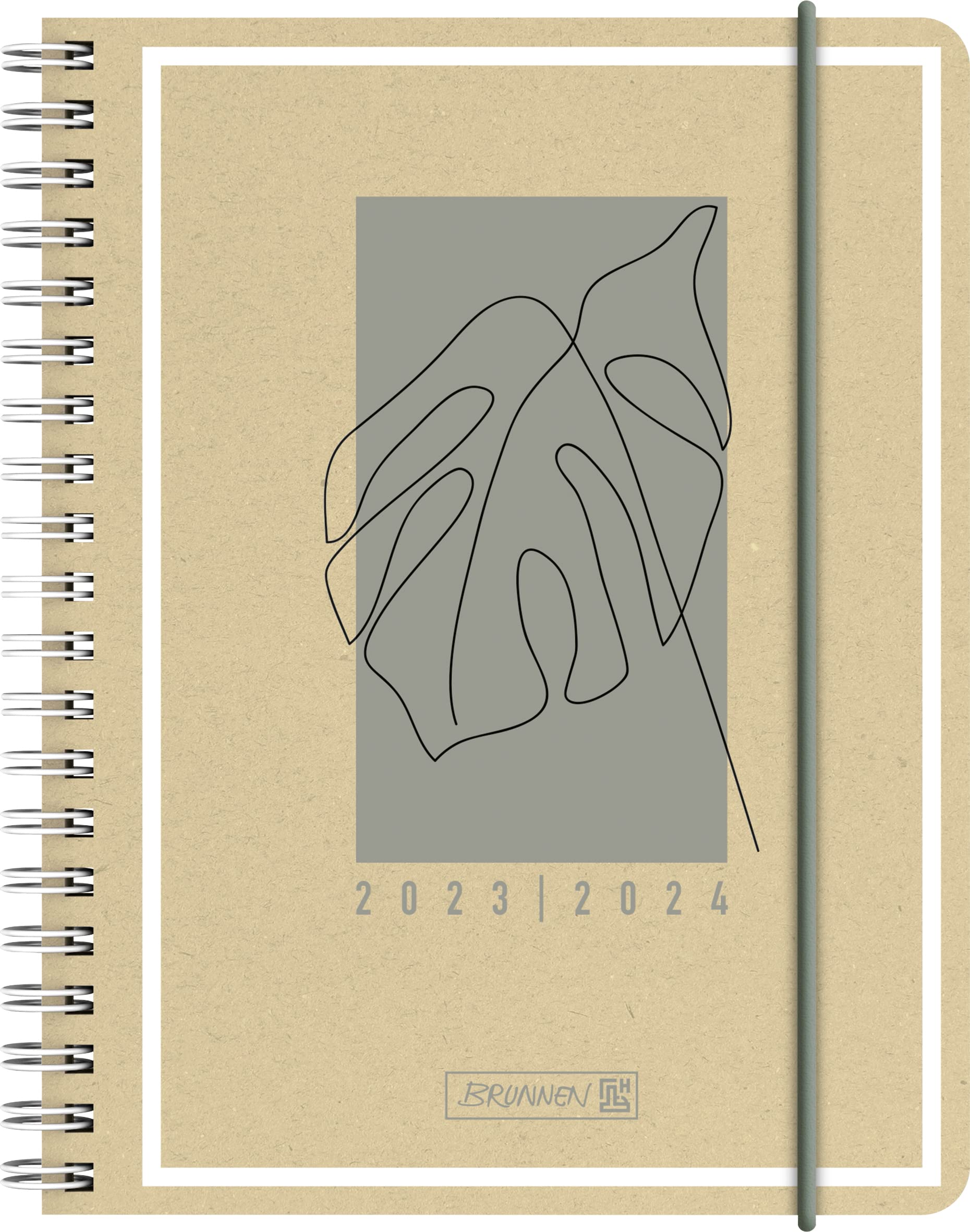 BRUNNEN Jungle Leaf School Calendar 2023/2024 2 Pages = 1 Week A6 Natural