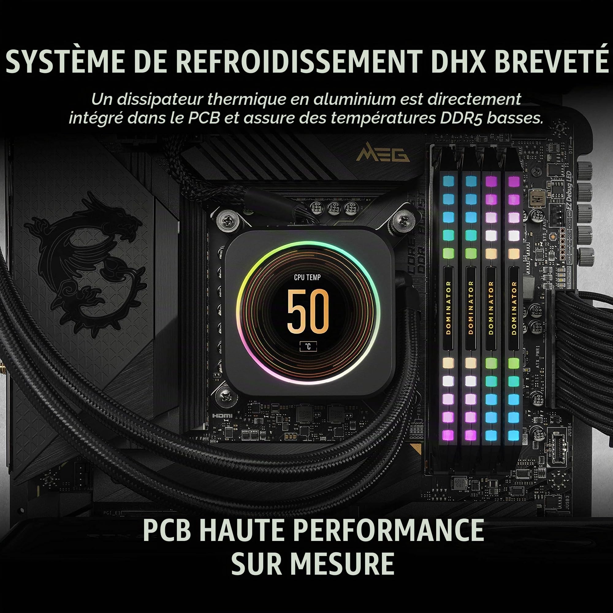 CORSAIR Dominator Platinum RGB DDR5 RAM 64Go (2x32Go) Jusqu'à 6000MHz CL30 Intel XMP 3.0 Mémoire pour Ordinateur de Bureau - Noir (CMT64GX5M2B6000C30)
