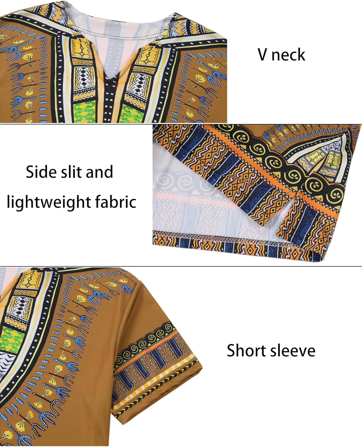 Mens 60s 70s Outfits 4 Pcs Hippie Costumes Colorful T-Shirt Accessories Set for Theme Party - Image 4