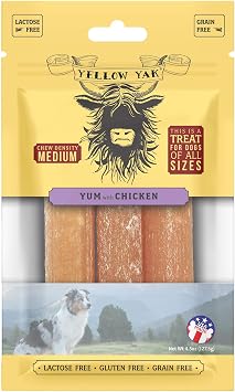 Yellow Yak Yum Cheese Chew | USA Made | Lactose - Soy - Grain - Gluten Free | for All Dogs | 3 Yum Chews | Real Cheese & Chicken Flavor