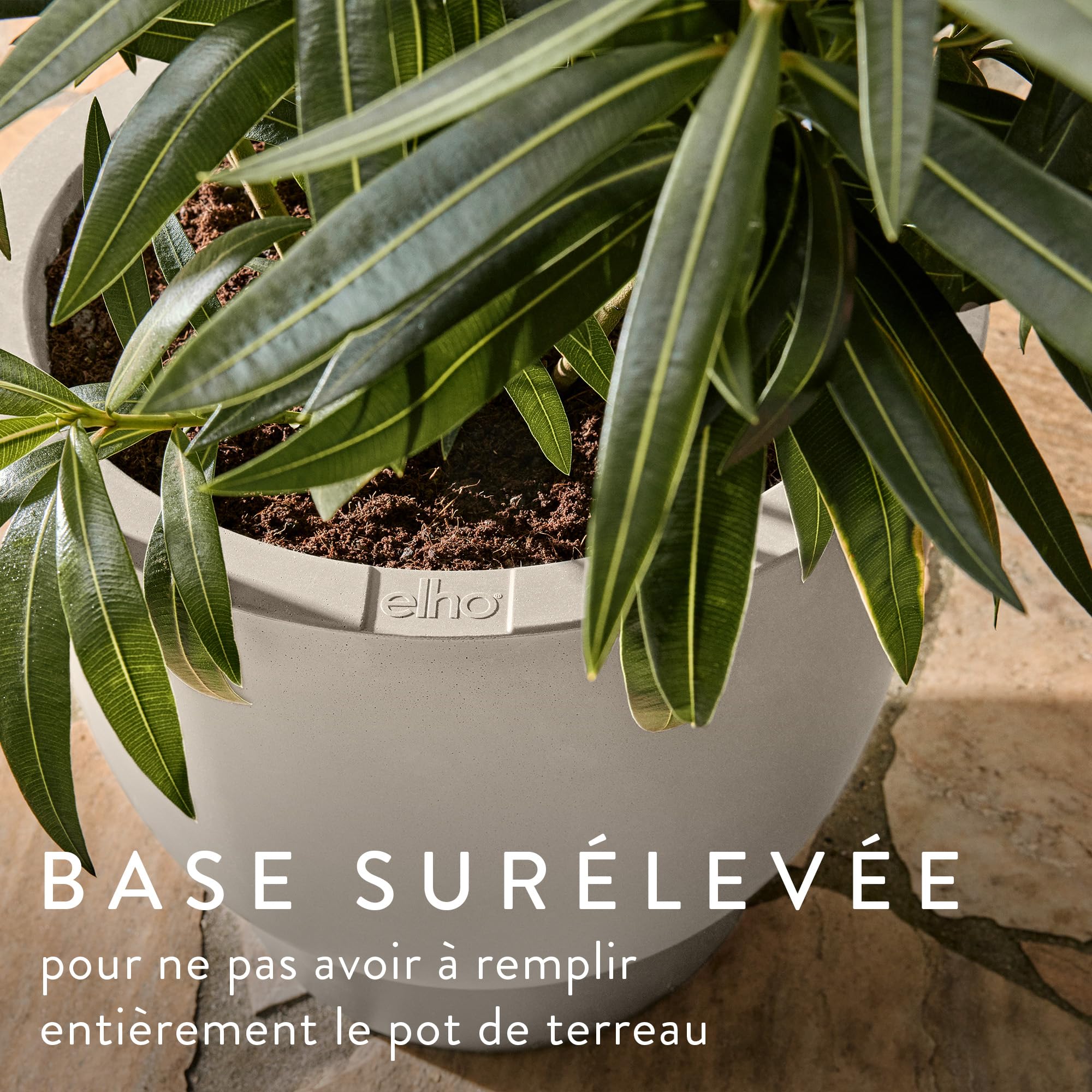 Elho Amber Grail 30cm Pot de Fleurs - Linen White | Ø 29.5 x H 28.3 cm | Adapté à l’intérieur et à l’extérieur | Plastique 100 % recyclé