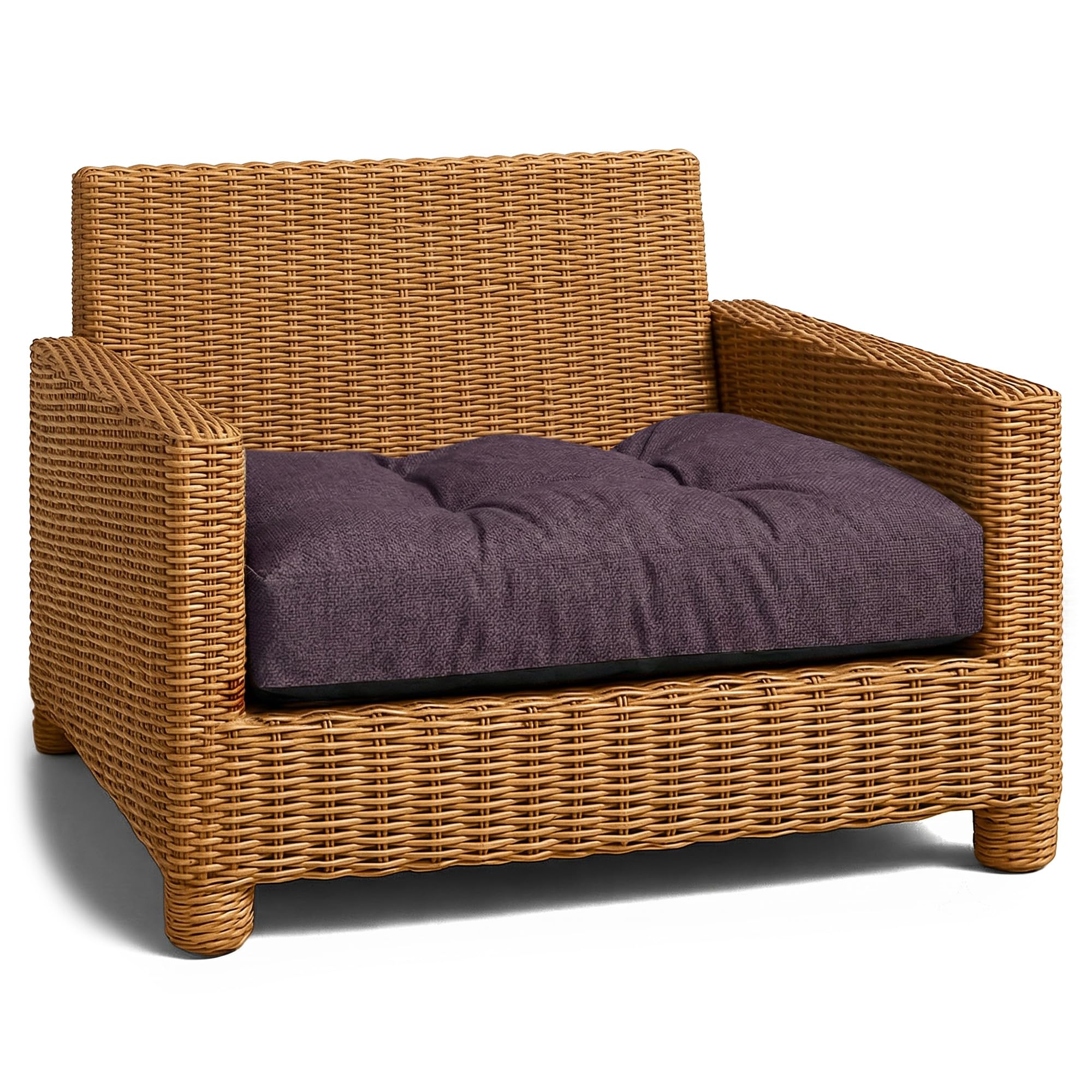 Sitzpolster Gartenmöbel Lounge Kissen Outdoor Auflagen Rattanmöbel Balkon | Sitzpolster: 60x60 cm Auflagen für Sessel Stuhl Garten Terrasse wasserabweisend gesteppt dick weich Bordeaux Leinenoptik