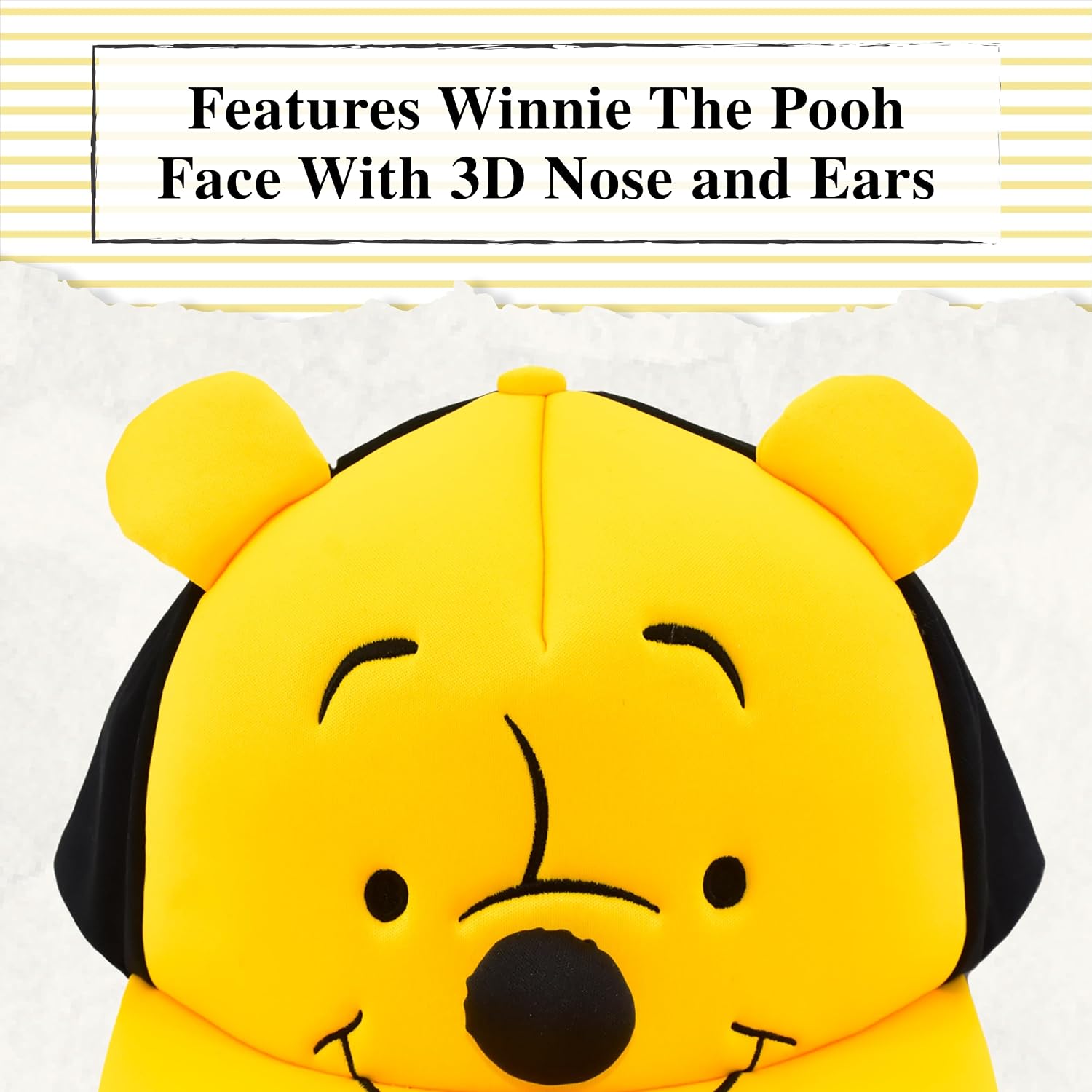 Disney Winnie The Pooh Baseball Cap, Adult Snapback Hat with Flat Brim and 3D Nose and Ears, Multi, One Size