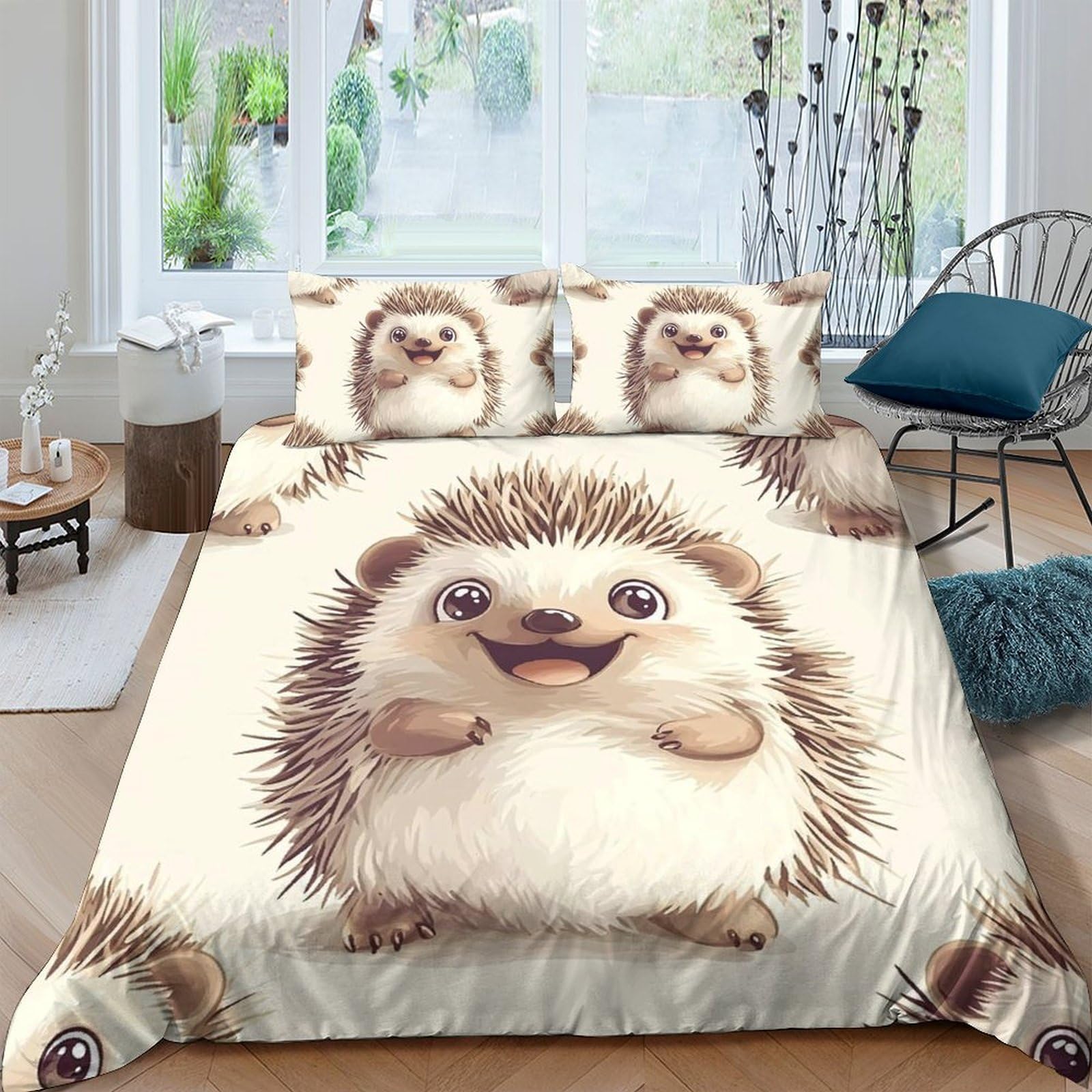 Ctjqhvkz Style-8 3D Printed Cute Hedgehog Fitted Sheet Microfiber Soft Animal Cartoon Bed Cover For Bedroom Guest Room Dustproof Decor Single（135X200cm）