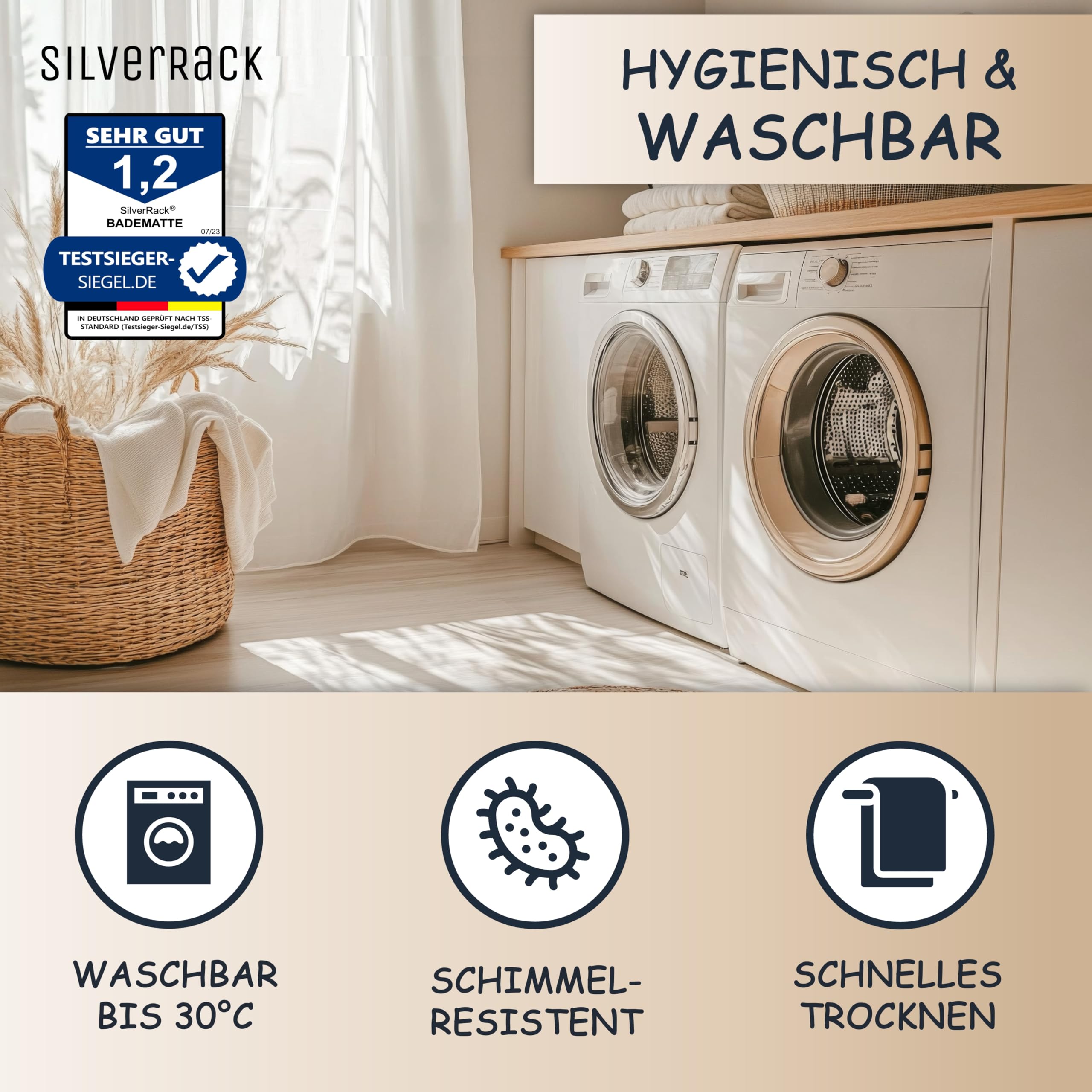SilverRack Tappetino da bagno antiscivolo per bambini [100 x 40 cm] – Tappetino antiscivolo per vasca da bagno senza BPA – Tappetino da bagno per bambini – per neonati e bambini – Tappetino