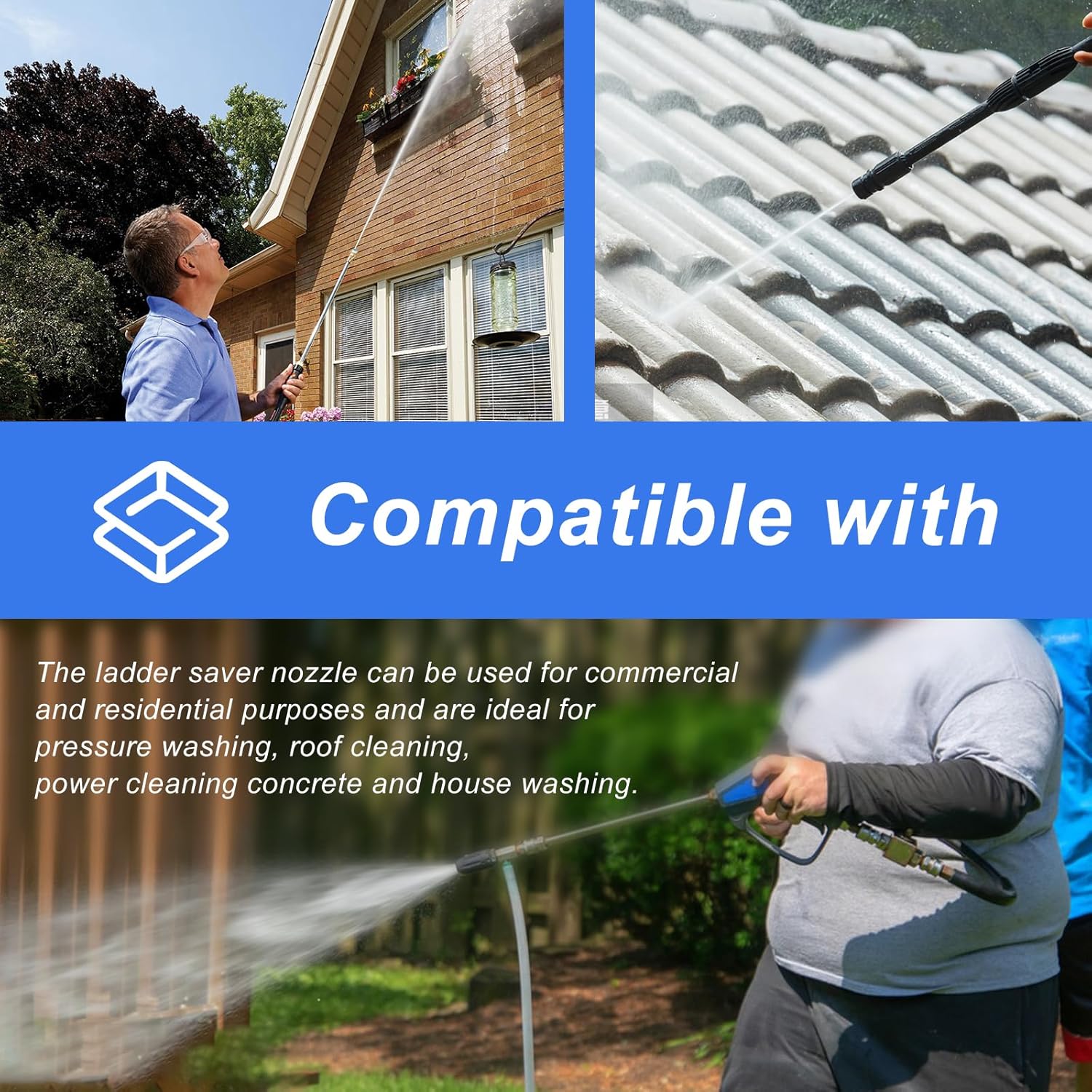 Pressure Washer Ladder Saver Long Range Chemical Nozzle Multi-Use Tip Fit for 1000 to 6000 Psi Pressure Washer for Commercial and Residential Use