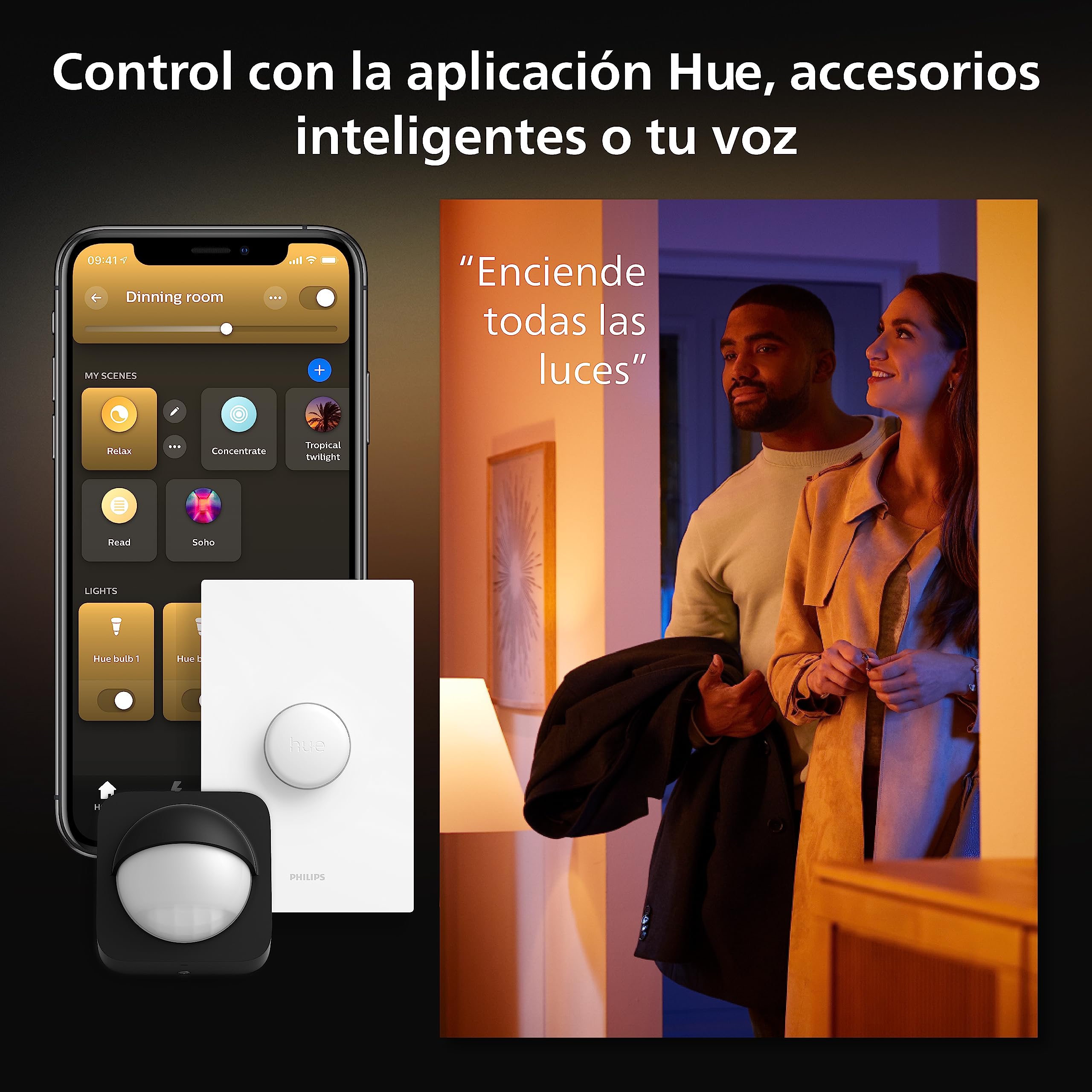 Philips Hue Surimu Luz de panel de iluminación inteligente de ambiente en blanco y color, redonda, con Bluetooth, funciona con Alexa, Google Assistant y Apple Homekit, antigua generación.