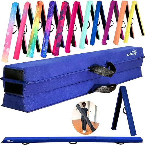 Miniatura 141 de MARFULA Viga de gimnasia plegable de 6 pies, 8 pies y 9 pies, haz de equilibrio de espuma – Extra firme – Cubierta de gamuza – Parte inferior verde