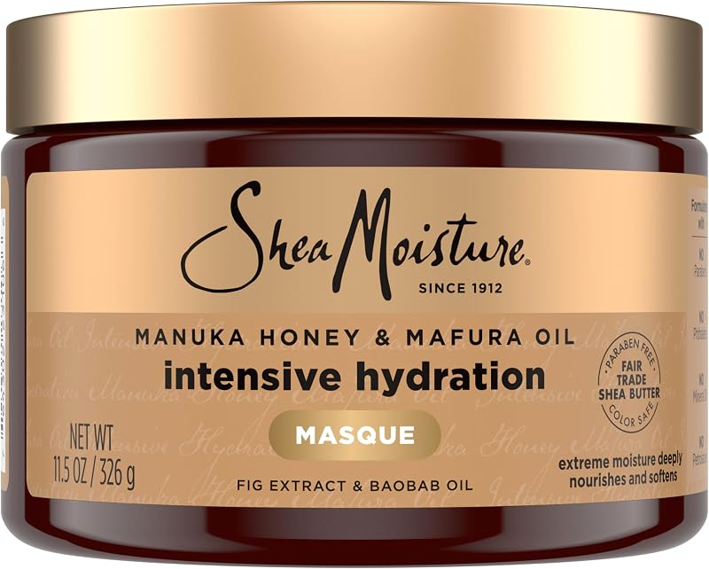 Shea Moisture Intensive Hydration Hair Masque Manuka Honey & Mafura Oil For Dry, Damaged Hair Deep Conditioning Hair Treatment 11.5 oz