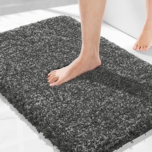 Miniatura 93 de Yimobra Alfombras de baño para baño, 32 x 20 pulgadas, ultra suaves y absorbentes de agua, alfombras de ducha de felpa antideslizantes, tapetes Gris