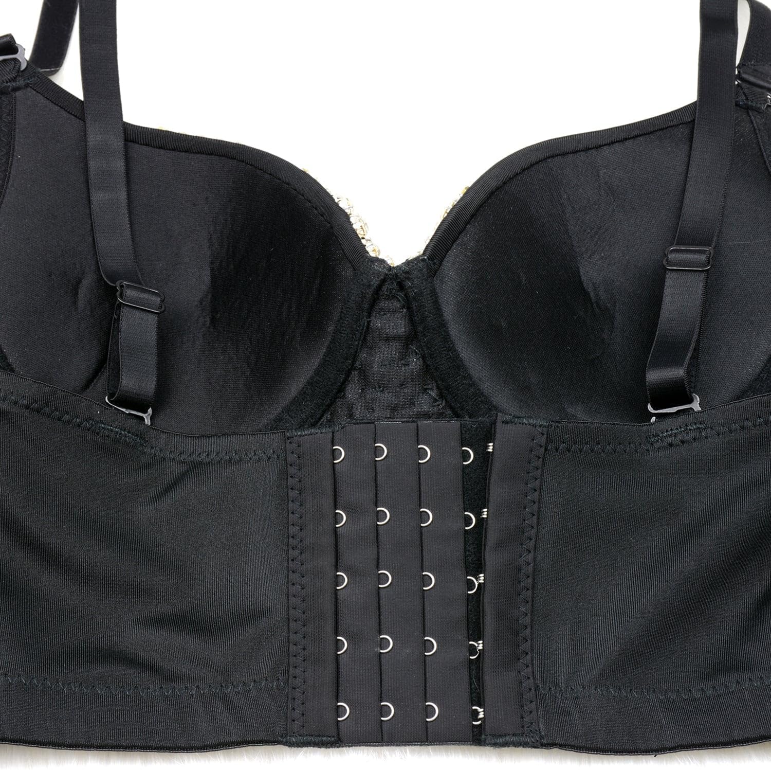 ELLACCI Women's Rhinestone Diamond Push up Bustier Crop Top Sexy Punk Corset Bra Black - Image 8