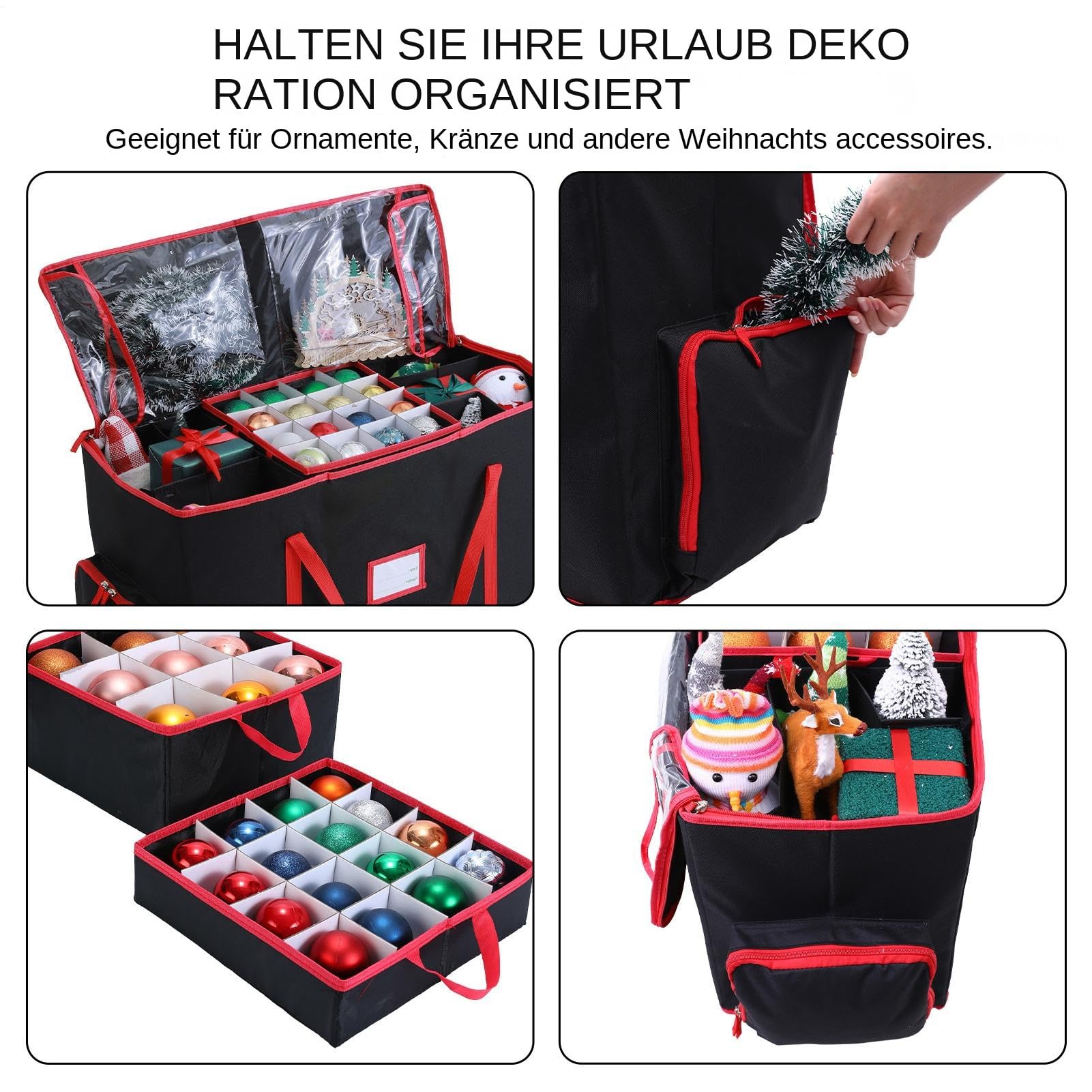 Weihnachtsschmuck Aufbewahrung - Große Aufbewahrungstasche für Weihnachtsbäume,wasserdichte Aufbewahrungstaschen für Künstliche Weihnachtsbäume Kugeln Kränze Anhänger Bänder Figuren Kleine