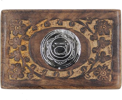 Miniatura 3 de Caja de almacenamiento de madera tallada a mano para joyería de chakras (sacro)