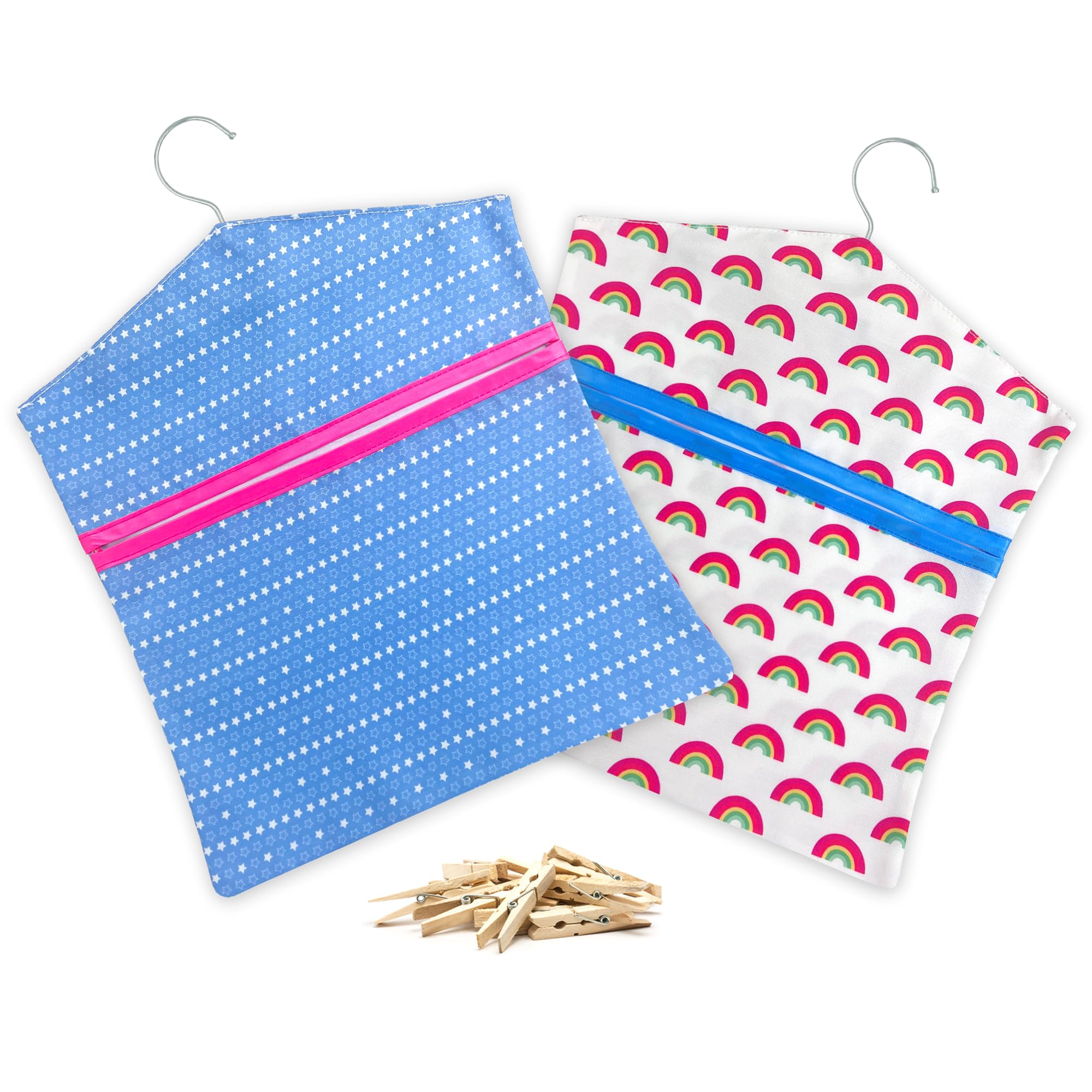 Sac à pinces à linge - Convient pour jusqu'à 100 pinces à linge - Panier ménager avec crochets - Sac à pinces à linge à suspendre - Réutilisable