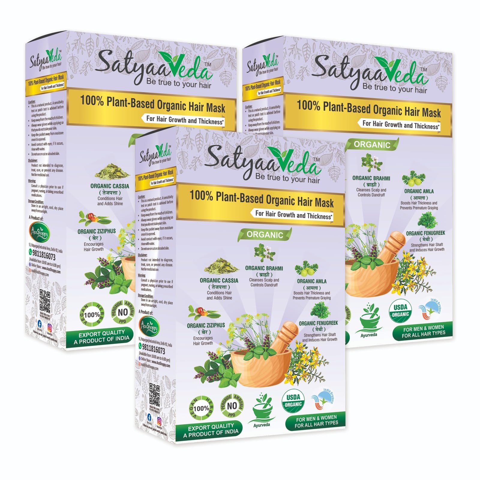 SatyaaVeda 100% Organic Hair Mask for Hair Growth & Hair Fall Control Blended with Fenugreek (Methi), Ziziphus (Ber), Cassia (Tej Patta), Brahmi & Amla I Boosts Hair Thickness-image-38
