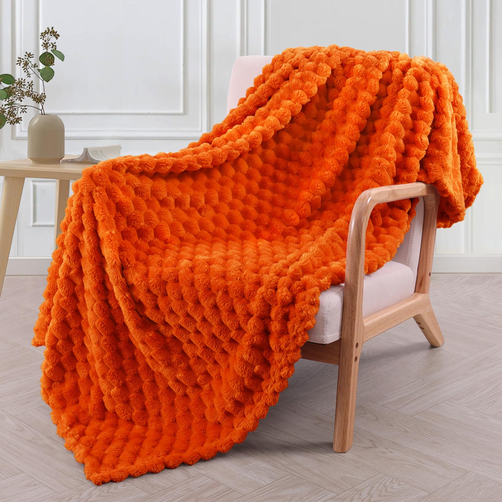 Exclusivo Mezcla Fleece Throw Blanket for Couch Extra Large Fuzzy Burnt Orange Bed Blankets