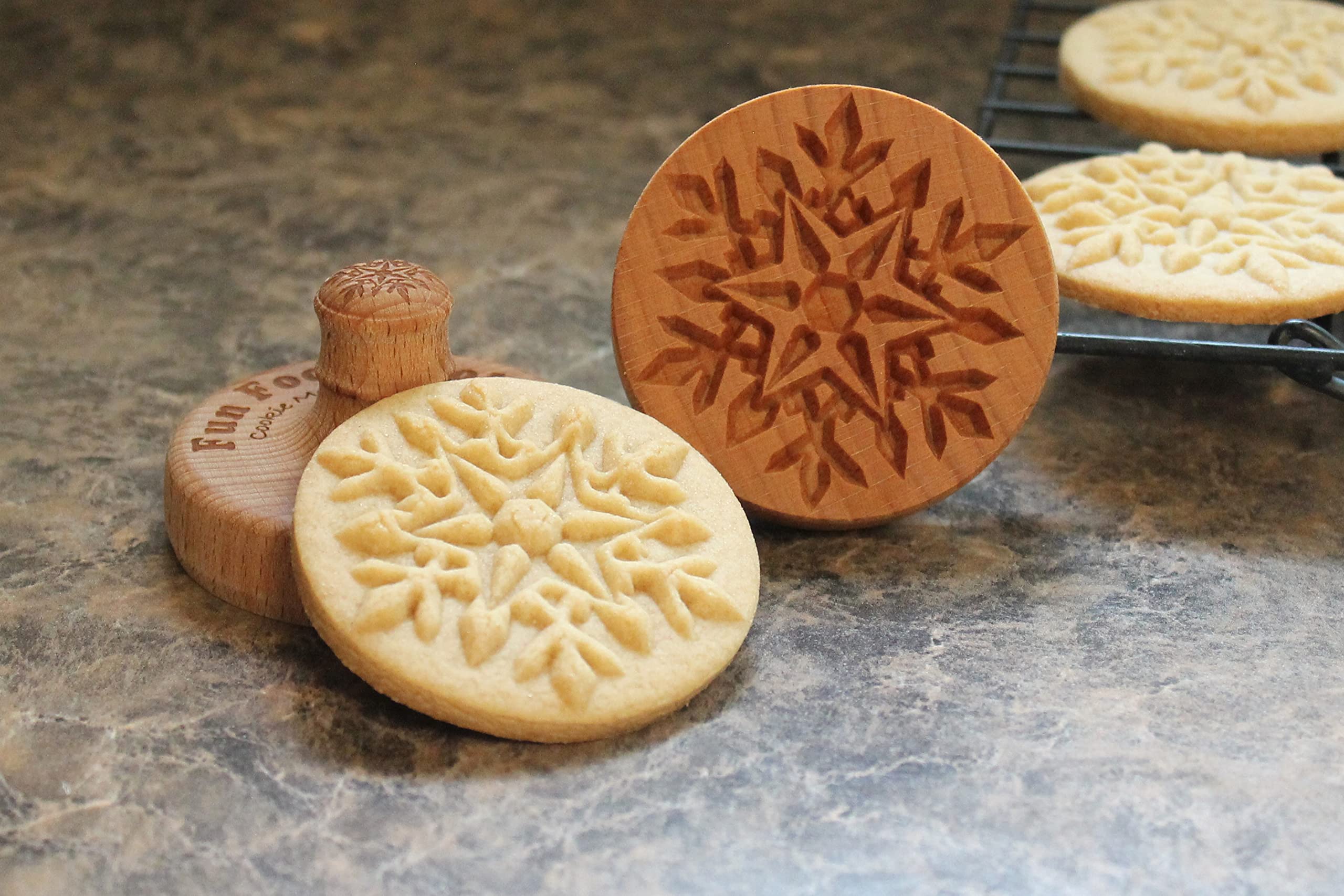 Sello de madera de la galleta, 2.5 pulgadas (copo de nieve CS-017)