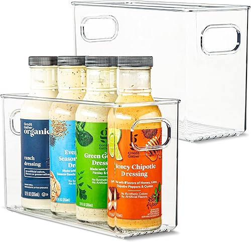 Miniatura 53 de Paquete de 4 contenedores de plástico transparentes con asas para organizar cocina, despensa, refrigerador, congelador, despensa, armario, baño. 14