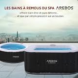 Arebos Whirlpool | inflatable | indoor & outdoor | 6 persons | ⌀ 208 cm | 130 massage jets | with heating | 1,000 litres | incl. cover | Bubble Spa & Wellness Massage - 4