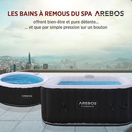 Arebos Whirlpool | inflatable | indoor & outdoor | 6 persons | ⌀ 208 cm | 130 massage jets | with heating | 1,000 litres | incl. cover | Bubble Spa & Wellness Massage - 4