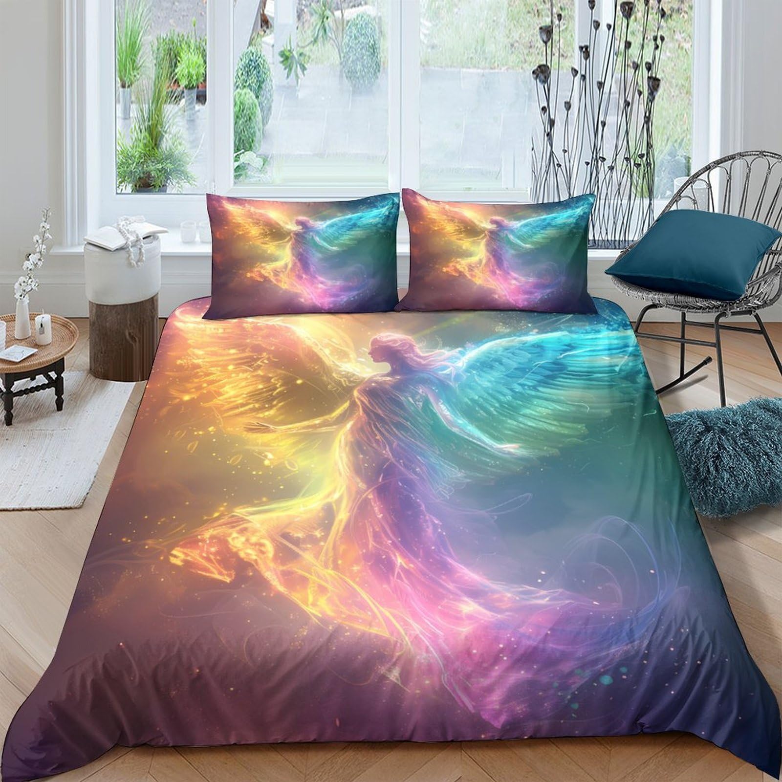 Ctjqhvkz Style-7 3D Printed Colorful Phoenix Fitted Sheet Microfiber Soft Breathable Fire Bird Mattress Cover For Bedroom Dorm Decor Single（135X200cm）