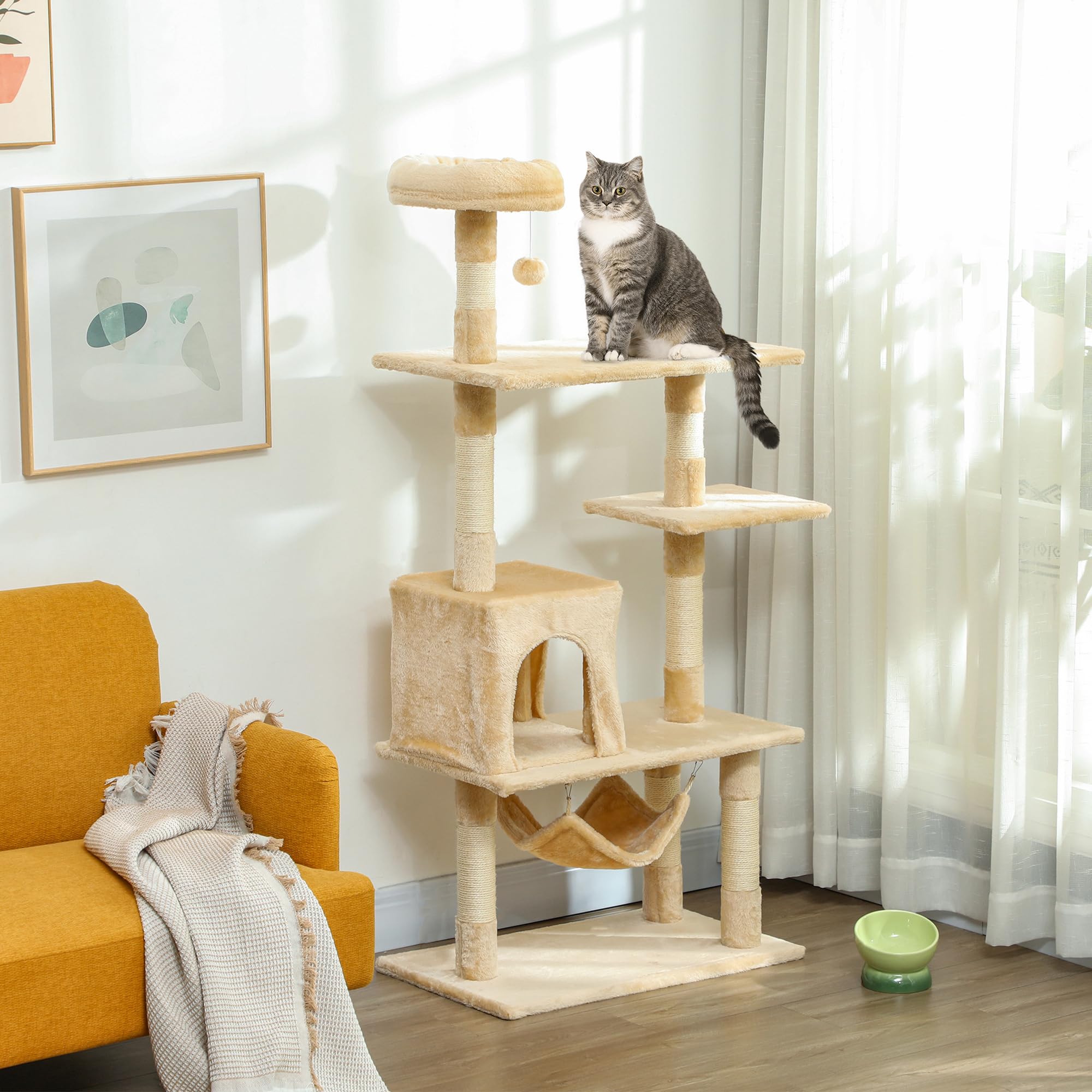 PawHut Albero Raschietto Gatto 152 x 70 x 40 cm Arboles rascadores Gatti Pelo e Giocare Nuovo