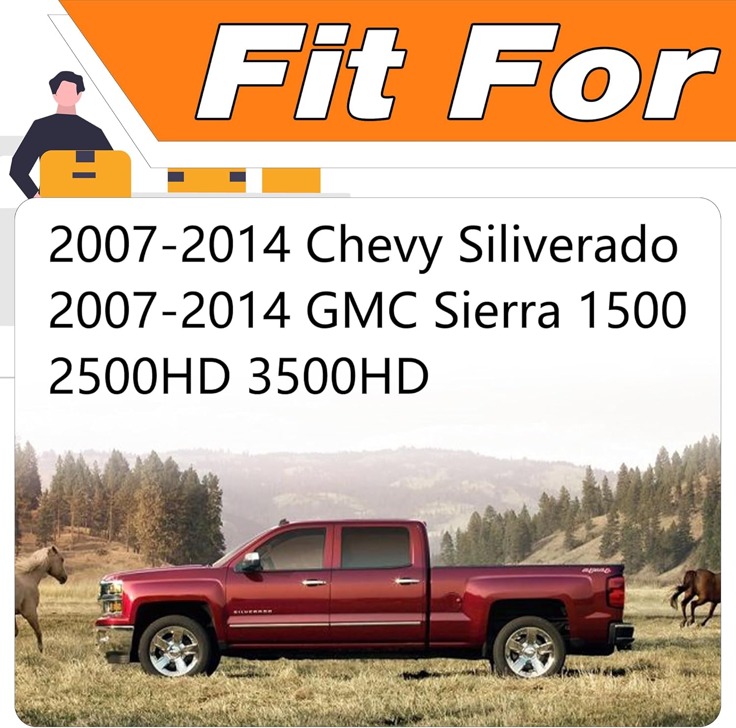 Backup Camera Compatible with 2007-2013 Chevy Silverado 1500, Silverado 2500/3500, GMC Sierra 1500, Sierra 2500/3500, Tailgate Handle, 170 Viewing Angle Replace# 22755304