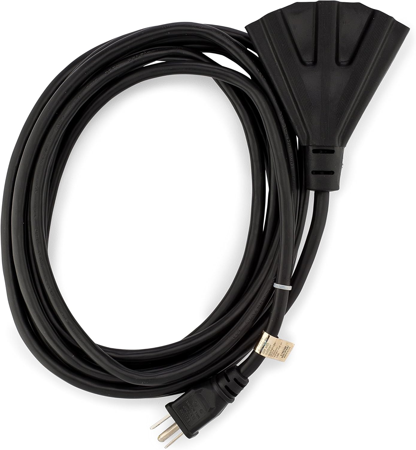 Holiday Lighting Outlet 50-Foot Black Extension Cord, 3-Prong Indoor & Outdoor Splitter, Perfect for Landscape Lighting