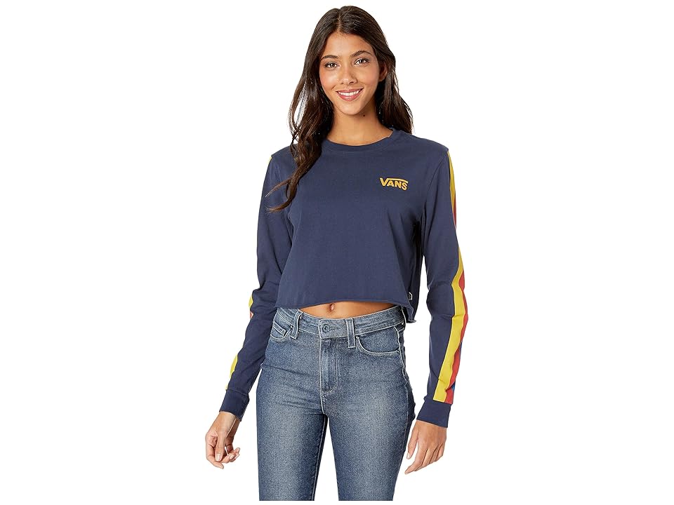 

Vans Rainee Long Sleeve Crop T-Shirt (Dress Blues) Women's Clothing, Navy