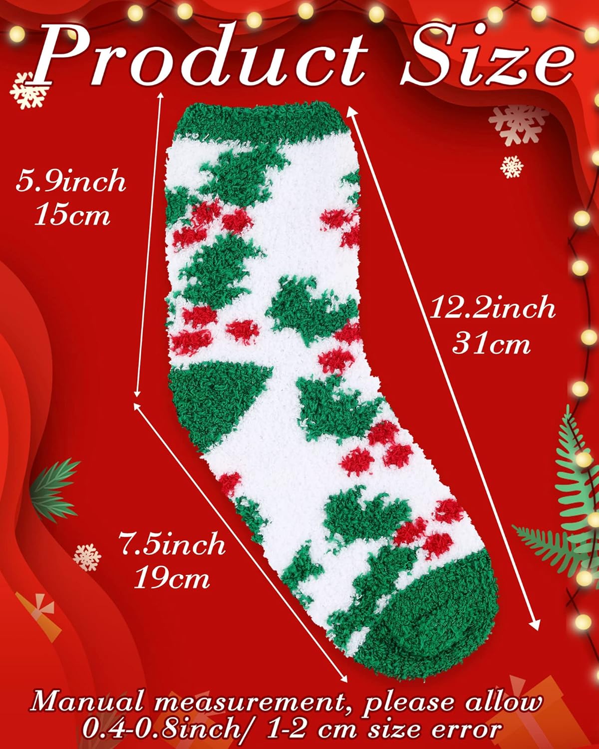 Taiyin 50 Pairs Christmas Fuzzy Socks Bulk Women Cute Cozy Fluffy Winter Warm Slipper Socks Sleeping Soft Plush Holiday Gifts