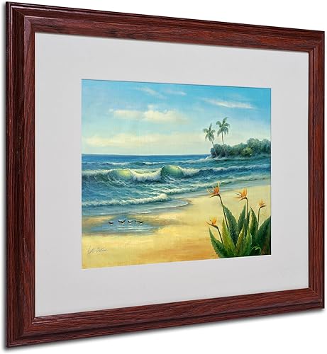 Trademark Fine Art Paradise by Victor Giton - Obra de arte con marco de madera, 16 x 20 pulgadas