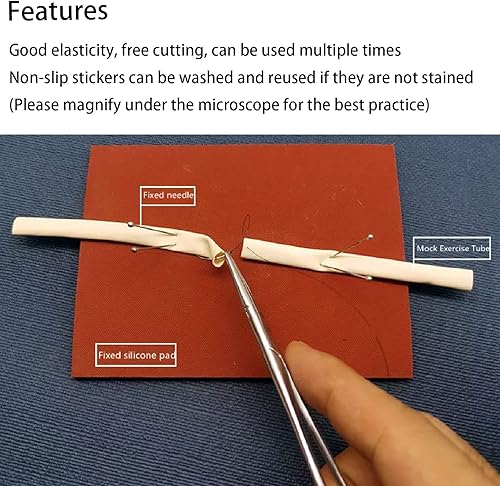 Miniatura 3 de Kit de práctica de sutura, microscopía quirúrgica para anastomosis vascular modelo de práctica de sutura, no se rompe fácilmente, almohadilla