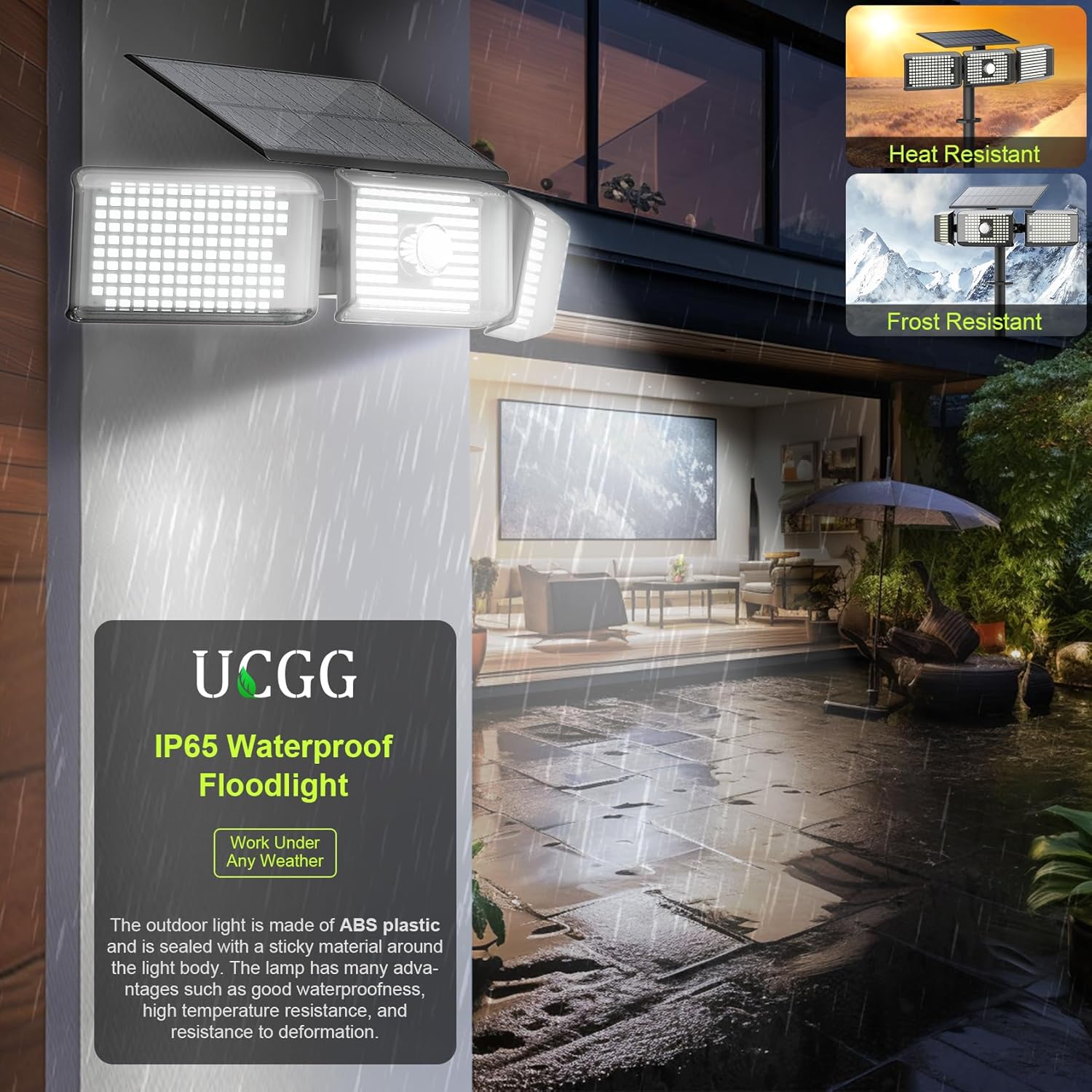 Motion Sensor Outdoor Lights, 3600LM 260 LED Solar Lights with 2 Install Options, 3 Lighting Modes Security Light, IP65 Waterproof Flood Lamp for Garage Porch Pathway, 4 Pack