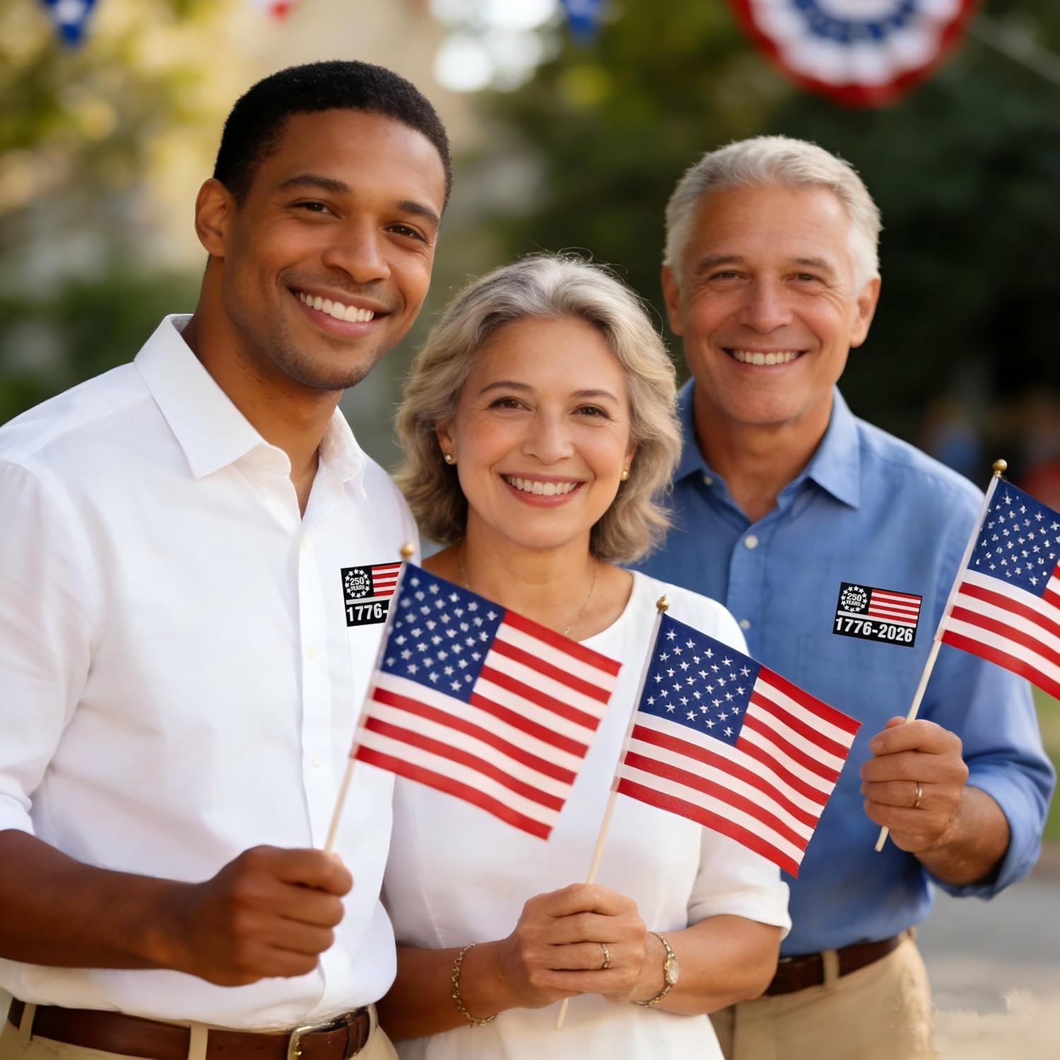 GUYI 2Pcs 250 Years America Flag Patches, USA 250th Anniversary Patriotic Design,1776-2026 Birthday Hook and Loop Patches for Hats, Bags, Backpacks, Vest, Military Uniforms,Tactical Gears Etc