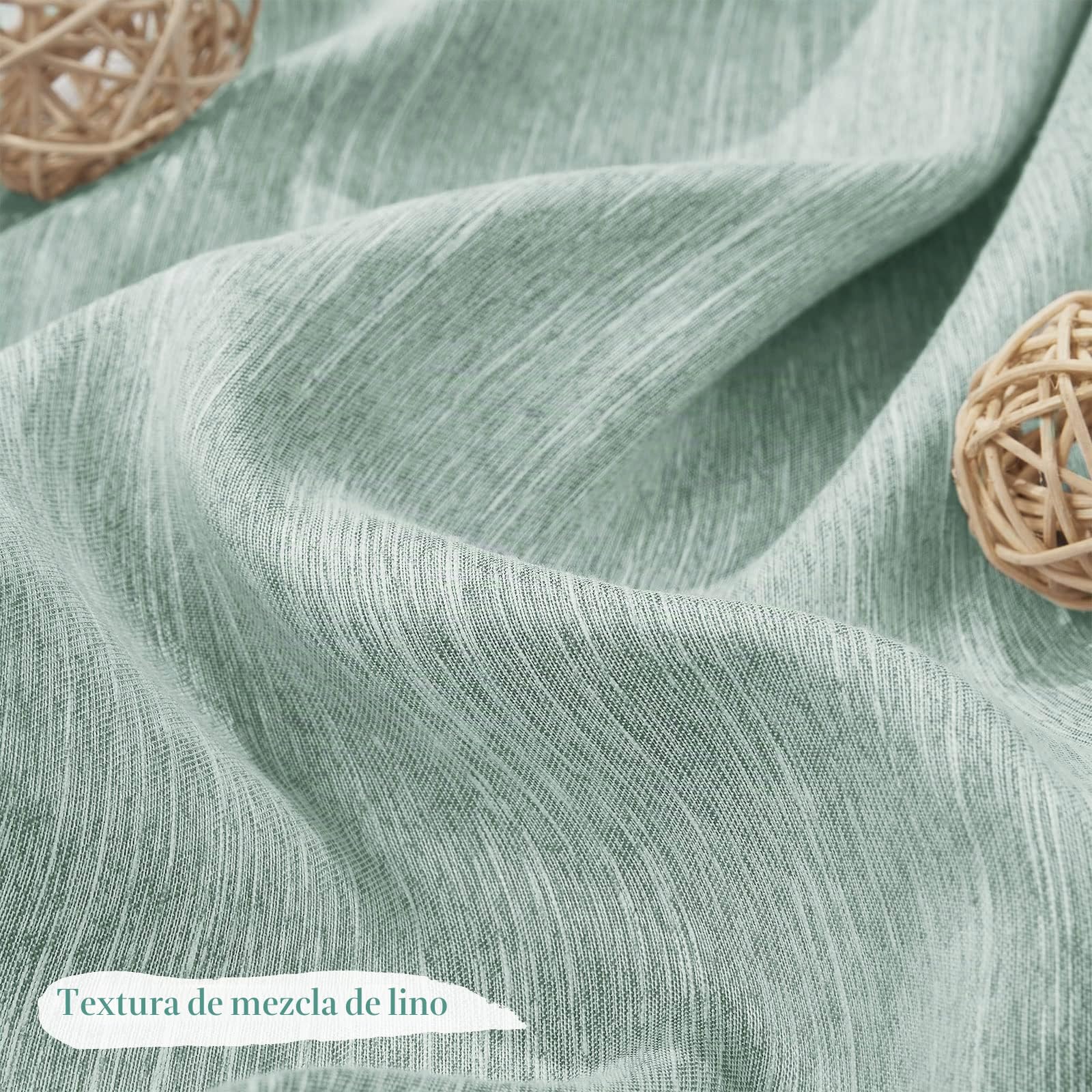 Melodieux 1 Pieza Cortinas Habitacion - Cortinas Opacas para Salón y Dormitorio Cortinas Termicas Aislantes para Puertas Exteriores, Menta/117x137cm