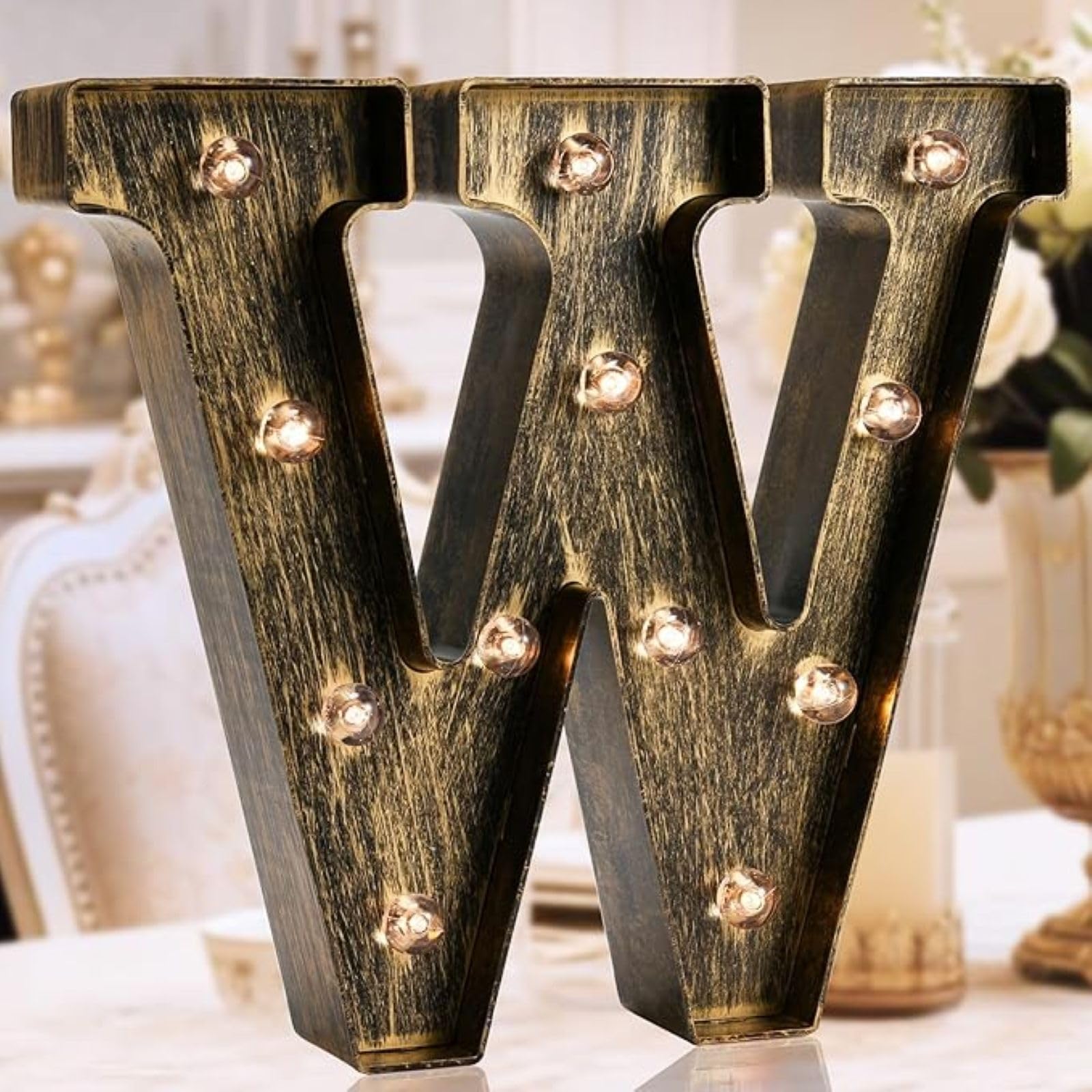 Jemnpela LED Marquee Letter Number Sign Lights Glitter Light Up Alphabet Figure Night Light for Birthday Party Wedding Home Bar Holiday Wall Decoration