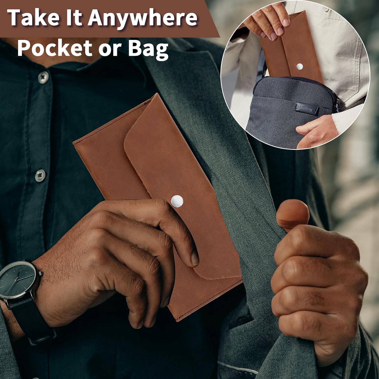 Cash Envelope Wallet for Men, Genuine Leather Budget Envelope Wallet, Reusable Money Cash Organizer Pouch, Retro Clutch Wallet for Budgeting - Image 6