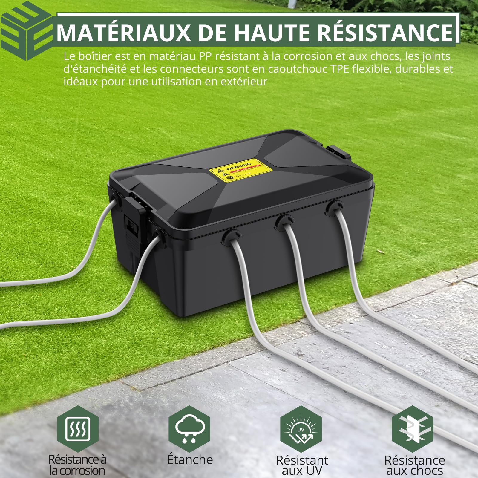EYPINS Boîte à câbles étanche - Grande boîte électrique d'extérieur étanche IP54 - Pour protéger les rallonges multiprises - 33,5 cm x 22,5 cm x 14,5 cm - Noir