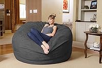 Vista 2 de Chill Sack - Puff Puff gigante de espuma viscoelástica de 6 pies. Sofá grande con funda de microfibra suave, color carbón.