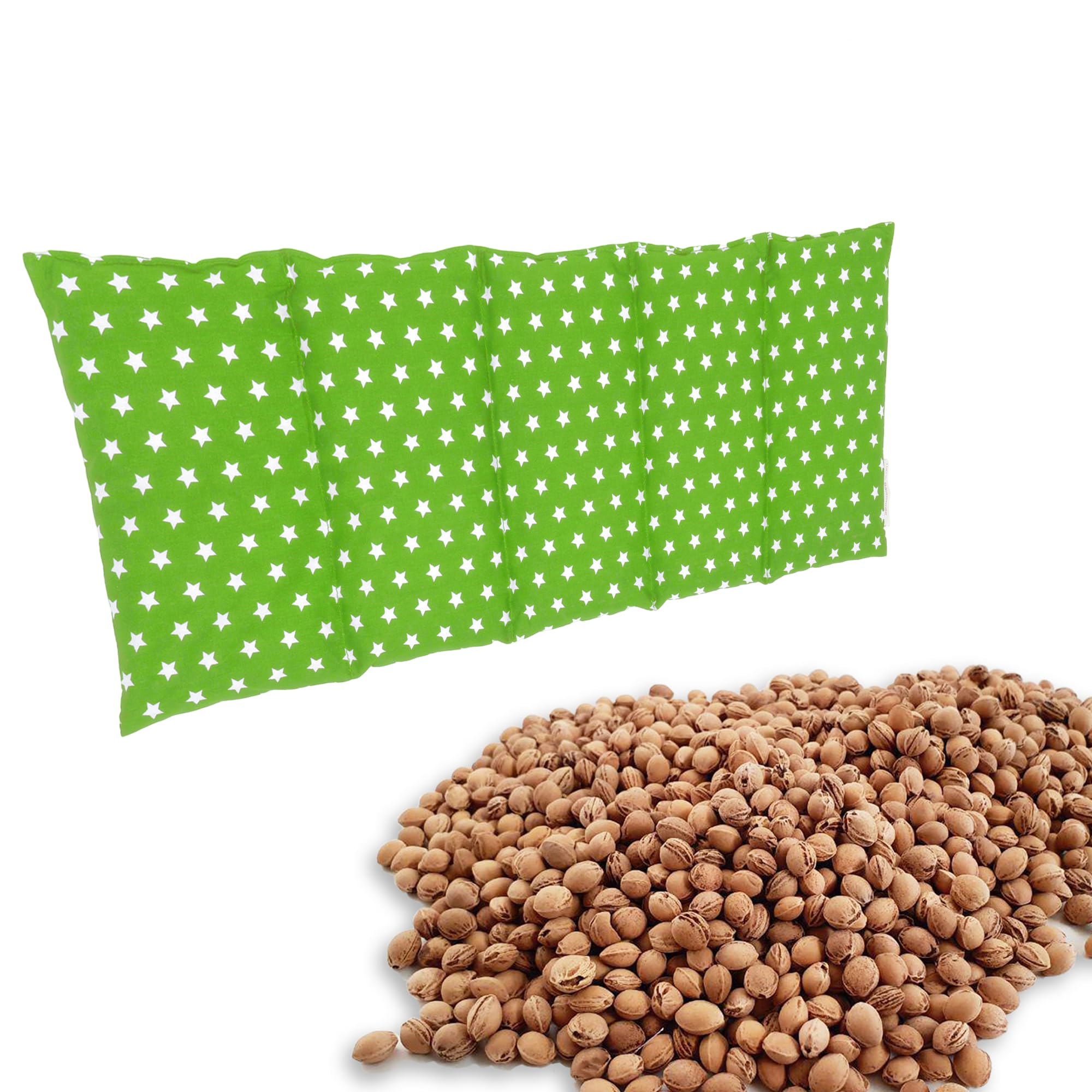 Grande cuscino con noccioli di ciliegia – Cuscino riscaldante per forno a microonde (cuscino termico) – Cuscino lungo – Cuscino con noccioli di ciliegia (verde chiaro)
