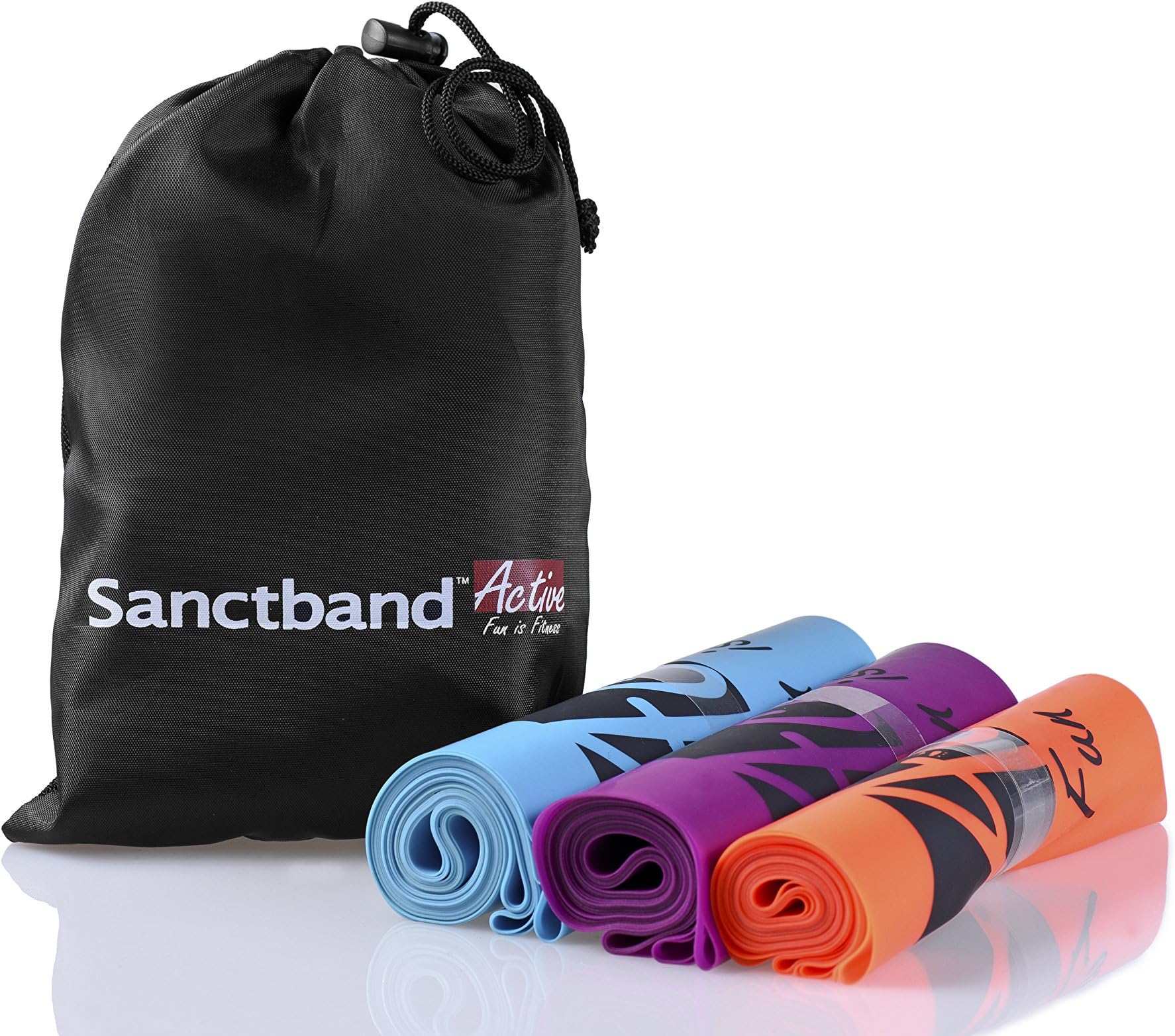 Sanctband Active EX-Band 1.5 Meter Retail Box Amber, Purple, Teal. Size: 0.25/0.30/0.40 Mm(T) x 15Cm(W) x 1.5M(L) Exercise Band (Medium, Heavy, Extra Heavy) Resistance Training