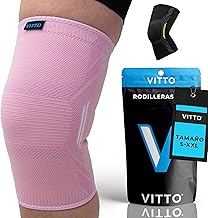 VITTO Rodilleras Menisco y Ligamento - Rodilleras Transpirable y Antideslizante para Hombre y Mujer, Rodillera Deportiva Compresion para Crossfit, Correr, Entrenamiento (Rosa, S)