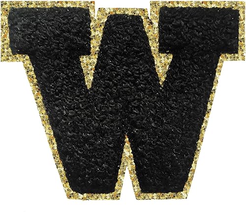 Miniatura 160 de Parches de letras termo-adhesivas de felpilla para chaquetas, parches de letras universitarias con brillantina para planchar en la letra azul A