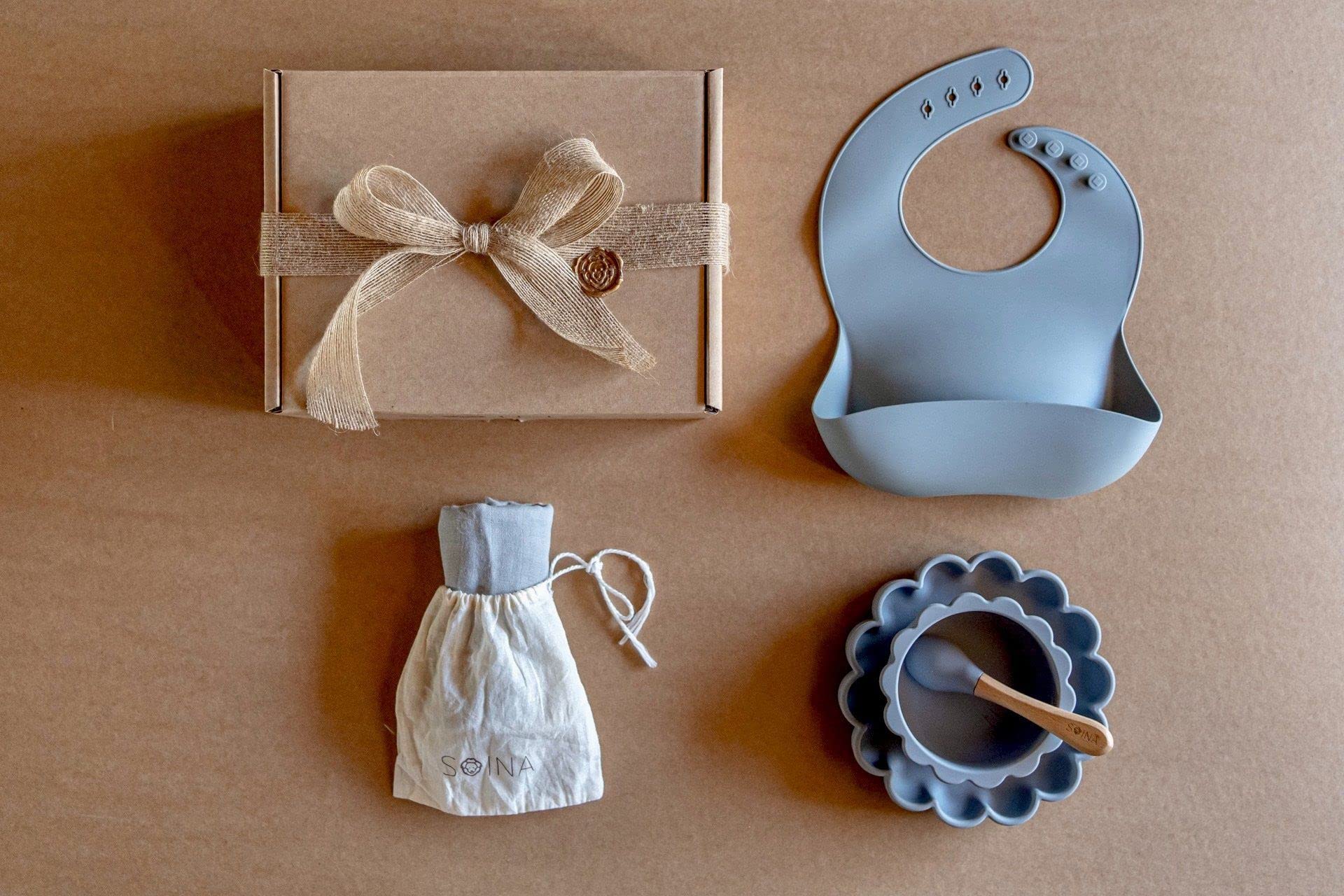 Coffret cadeau premier repas (gris perle)