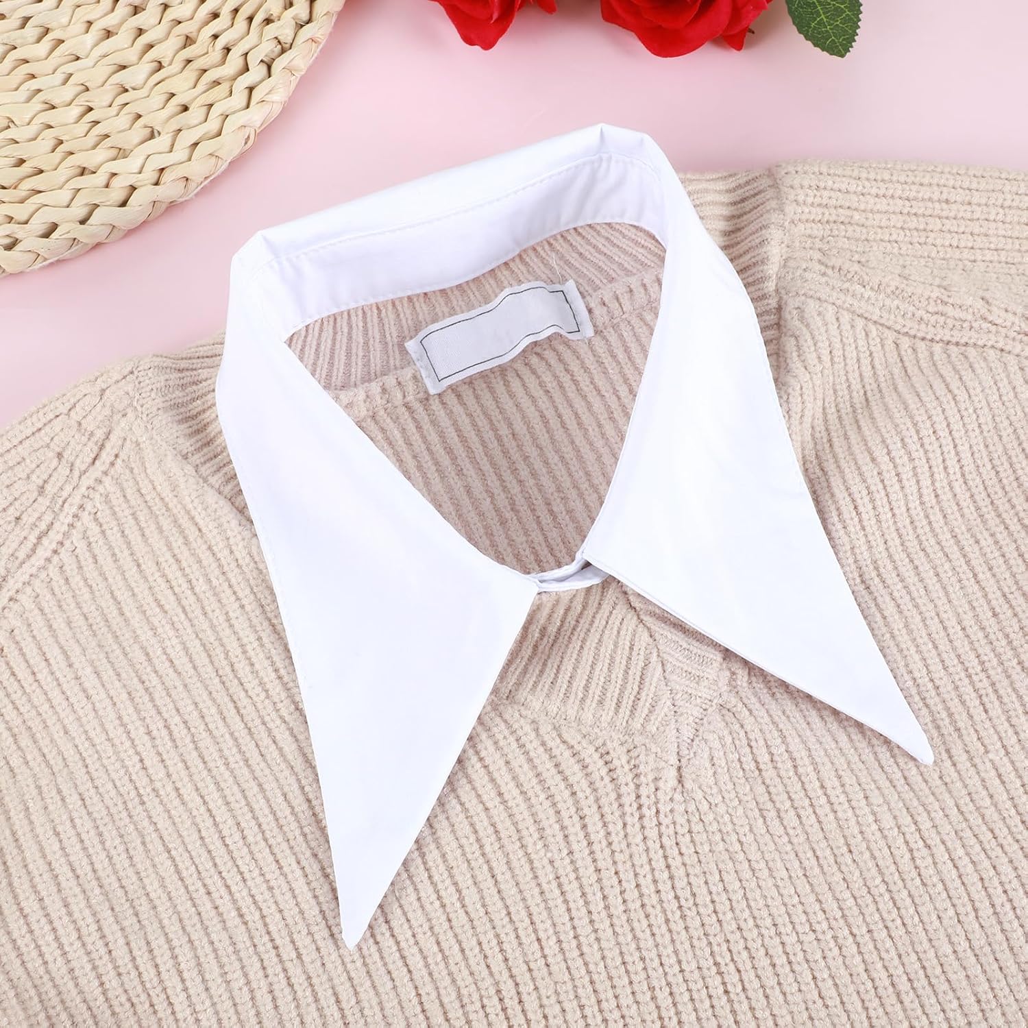 2PCS Fake Collars White Dickey Collar for Women Black Detachable Faux Collar for Women Girls Blouse Half Shirts - Image 4