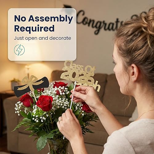 Miniatura 5 de Palitos de centro de mesa de graduación personalizados 2025, decoraciones de fiesta de graduación, centros de mesa de graduación para fiesta de