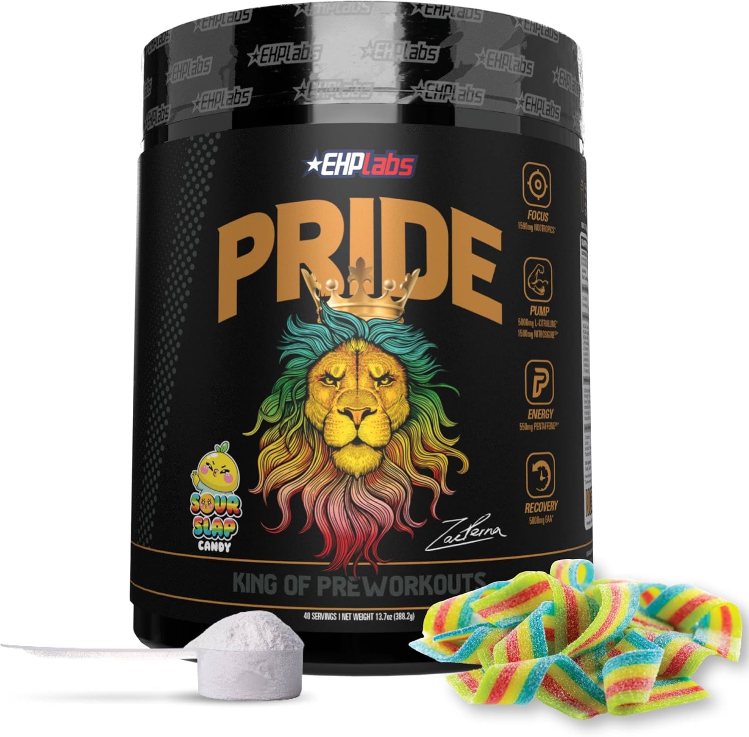 EHP Labs Pride Pre Workout Powder Energy Supplement – Sugar Free Preworkout for Men & Women, Energy Powder Boost Drink with BCAA – 280mg of Caffeine – Sour Slaps (40 Servings)
