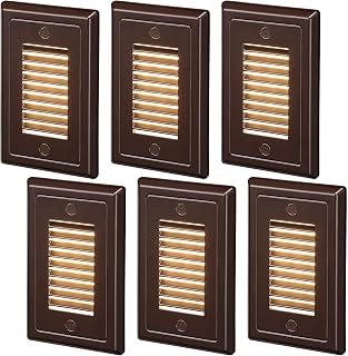 LEONLITE 6-Pack 120V Line Voltage LED Step Lights, Vertical, CRI90