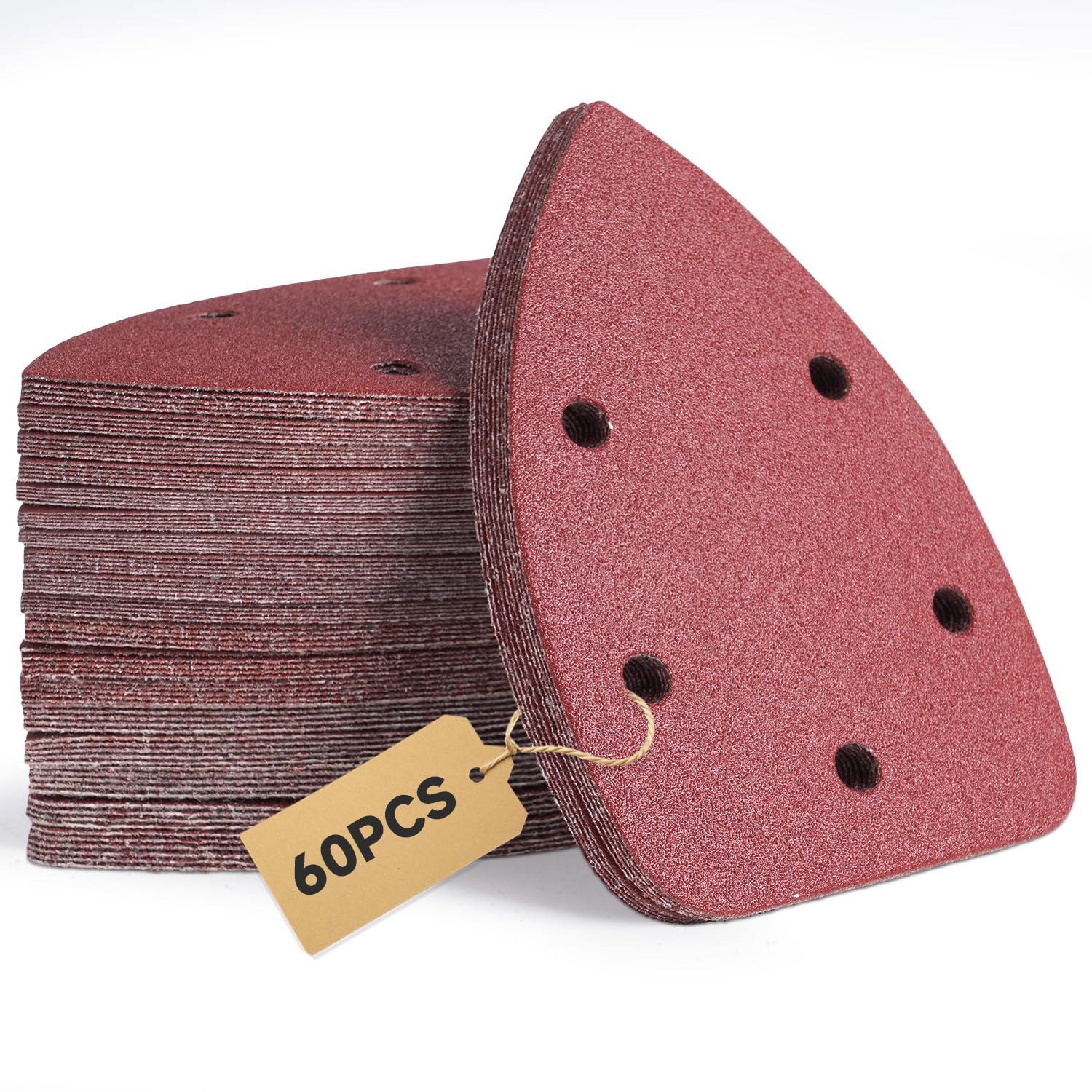 60PCS Mouse Sander Pads 5 Hole Sanding Pads P60 P80 P100 P120 P180 P240, Multi Tool Sanding Pads, Sandpaper for Electric Sander, Compatible with Black and Decker Mouse Sander, Detail Sander Pads