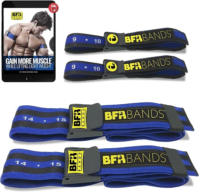 BFR BANDS Occlusion Training Bands, Blood Flow Restriction Bands for Arms, Legs or Glutes, Help Gain Muscle Without Lifting Heavy Weights, Strong Elastic Strap + Quick-Release